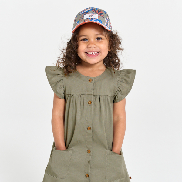 فستان انسيابي خفيف أخضر كاكي للطفلة الرضيعة 